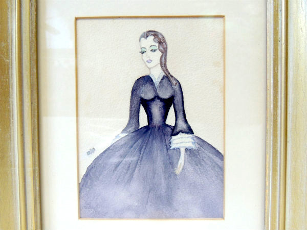 WALL ART 1910~1930s・アールデコ 女性・人物画・アンティーク・額縁・木製フレーム
