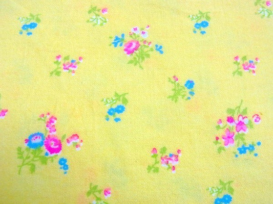 イエロー・小花柄・デッドストック・ヴィンテージ・ファブリック・生地・ハンドメイド・リメイク USA