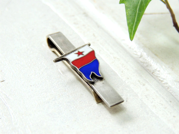 【北欧・デンマーク】★トリコロール・フラッグ・925シルバー・ヴィンテージ・タイピン・タイクリップ