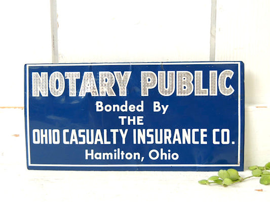 【OHIO】保険会社のキラキラ・ビンテージ・アドバタイジング・卓上&壁掛け・サインプレート/看板