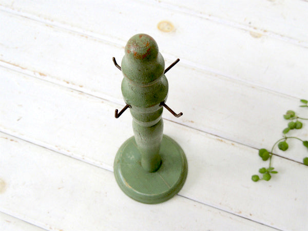 ミントグリーン 木製 ヴィンテージ  卓上 アクセサリースタンド ジュエリーホルダー  USA