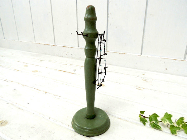 ミントグリーン 木製 ヴィンテージ  卓上 アクセサリースタンド ジュエリーホルダー  USA