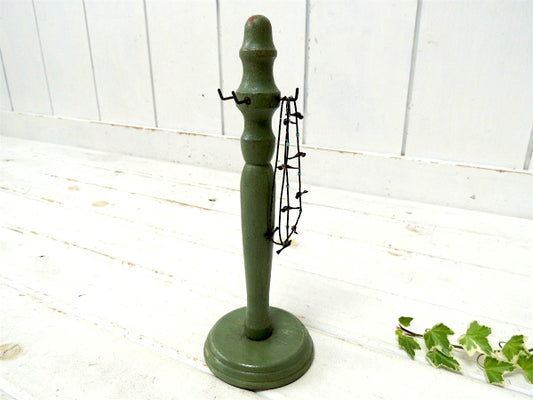 ミントグリーン 木製 ヴィンテージ 卓上 アクセサリースタンド ジュエリーホルダー USA