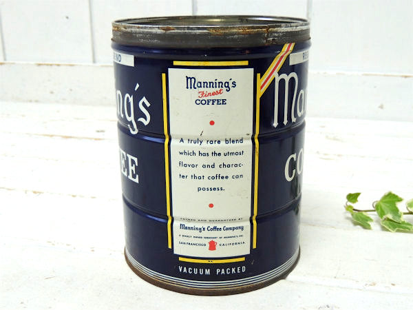 【Manning's COFFEE】ブリキ製・ヴィンテージ・ビッグサイズ・コーヒー缶/ティン缶