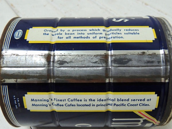 【Manning's COFFEE】ブリキ製・ヴィンテージ・ビッグサイズ・コーヒー缶/ティン缶