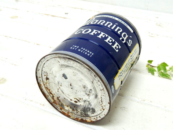 【Manning's COFFEE】ブリキ製・ヴィンテージ・ビッグサイズ・コーヒー缶/ティン缶