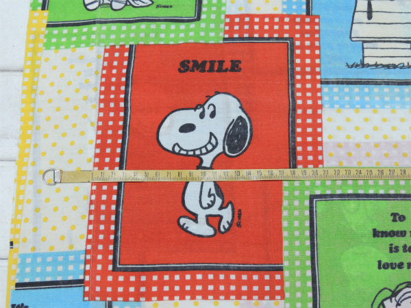 【スマイル・スヌーピー】ピーナッツの仲間・パネル柄・ヴィンテージ・ユーズド・ピロケース/枕カバー