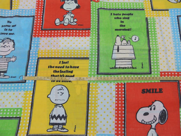 【スマイル・スヌーピー】ピーナッツの仲間・パネル柄・ヴィンテージ・ユーズド・ピロケース/枕カバー