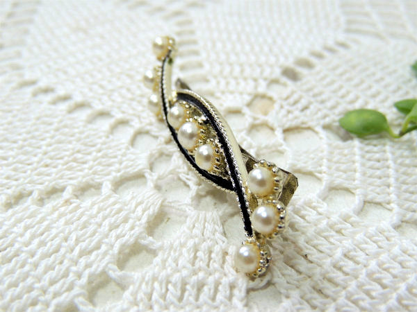 パール調・ヴィンテージ・ヘアクリップ/コスチュームジュエリー/アクセサリー USA
