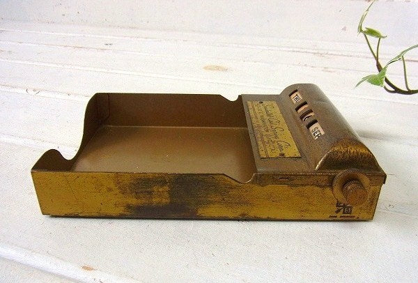 【パークシャーマン】真鍮製・メモトレイ付き・アンティーク・デスクカレンダー USA