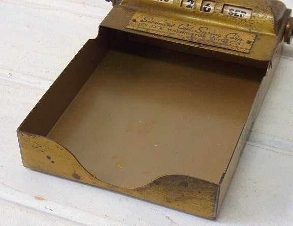 【パークシャーマン】真鍮製・メモトレイ付き・アンティーク・デスクカレンダー USA