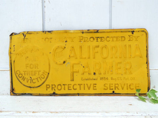 1854y カリフォルニア 農園 The California Farmer アンティーク  ブリキサイン 看板 1910年代〜1930年