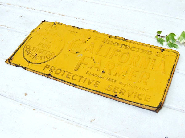 1854y カリフォルニア 農園 The California Farmer アンティーク  ブリキサイン 看板 1910年代〜1930年