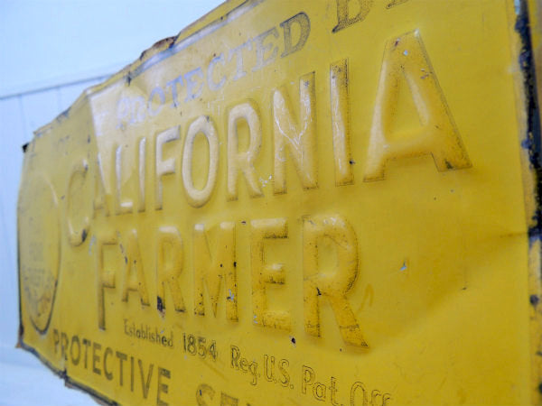 【1854yThe California Farmer・CA】アンティーク・ブリキサイン・看板