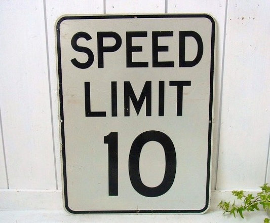 SPEED LIMIT 10 反射板 スチール製・ヴィンテージ・ロードサイン 道路標識 USA 看板