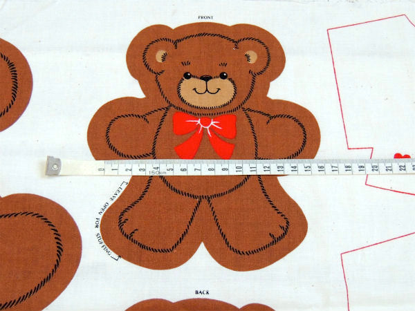 【LUV♡テディベア】ピロードール・2体・デッドストック・ヴィンテージ・パネル生地/ファブリック