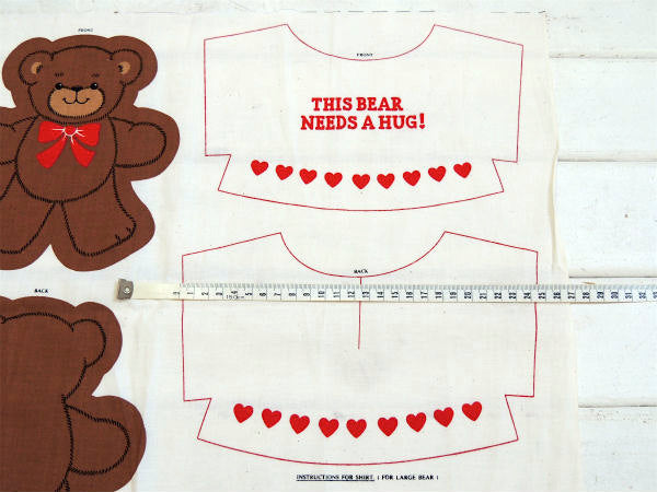 【LUV♡テディベア】ピロードール・2体・デッドストック・ヴィンテージ・パネル生地/ファブリック