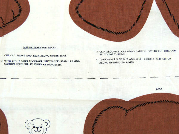 【LUV♡テディベア】ピロードール・2体・デッドストック・ヴィンテージ・パネル生地/ファブリック