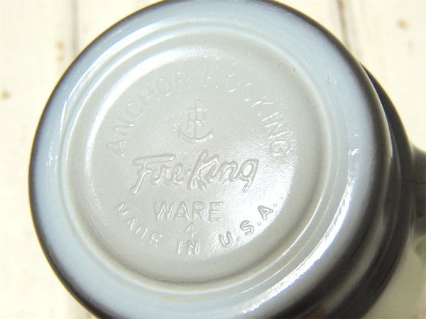 【FireKing】ファイヤーキング・灰×黒・スタッキング・マグカップ・Cハンドル・食器 USA