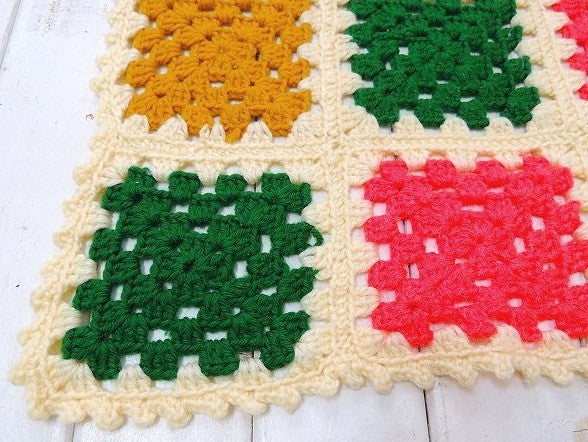 USA!モチーフ編み・アンティーク・ニットブランケット/グラニーブランケット/ハンドメイド