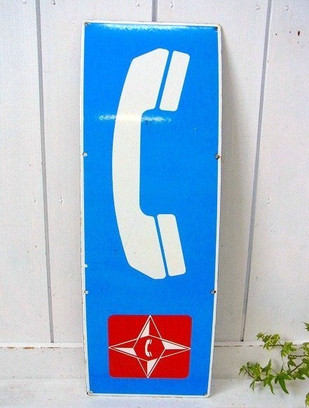 PHONE 電話・ホーロー製・ヴィンテージ・サイン・看板・USA・店舗　ディスプレイ