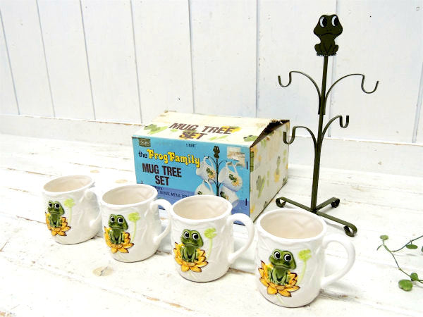 Sears シアーズ・睡蓮&カエル・陶器製・1978年・ヴィンテージ・マグカップ&マグツリー