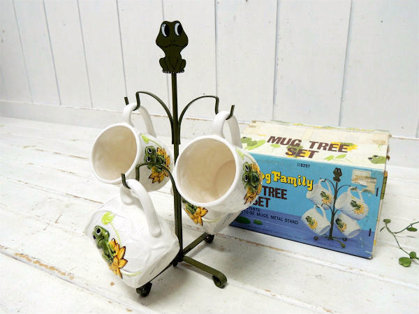 Sears シアーズ・睡蓮&カエル・陶器製・1978年・ヴィンテージ・マグカップ&マグツリー