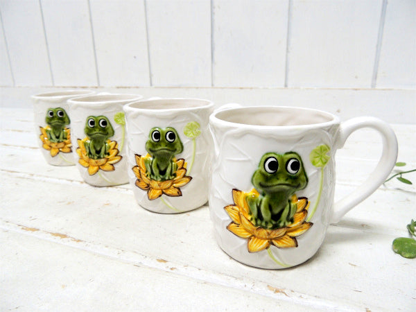 Sears シアーズ・睡蓮&カエル・陶器製・1978年・ヴィンテージ・マグカップ&マグツリー