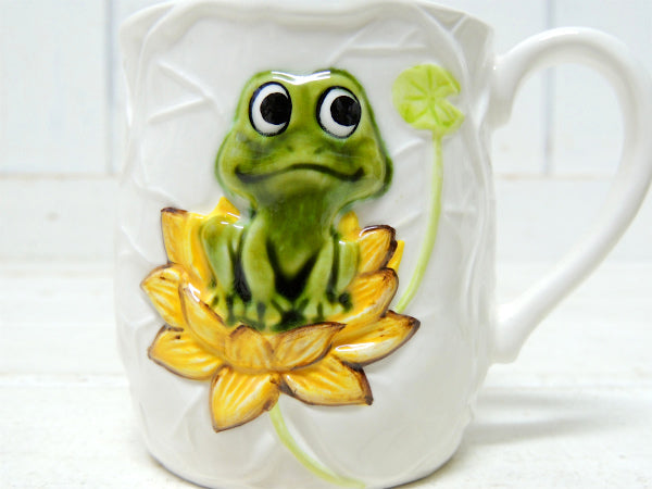 Sears シアーズ・睡蓮&カエル・陶器製・1978年・ヴィンテージ・マグカップ&マグツリー