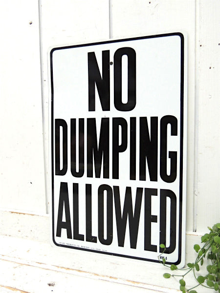 道路標識サイン【NO DUMPING ALLOWED】スチール製・ヴィンテージ・看板・USA