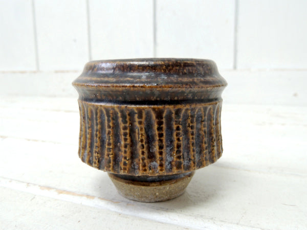 【渋いカラー】ちいさなレトロモダン・ヴィンテージ・陶器製・植木鉢・フラワーポット・うつわ