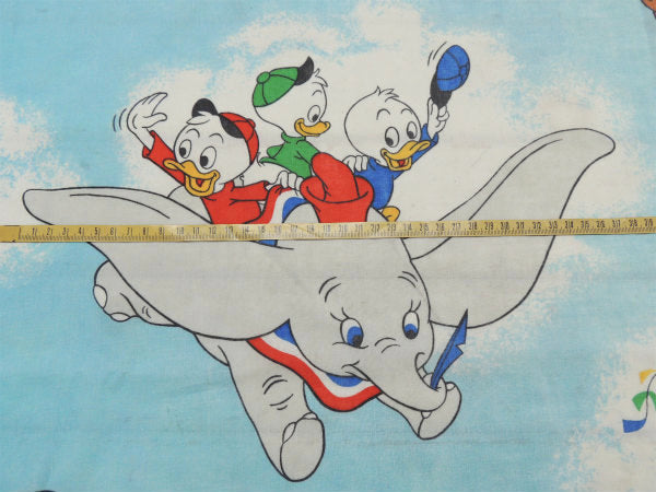 【ミッキー&フレンズー】ディズニー・飛行船柄・ヴィンテージ・ユーズドシーツ(ボックスタイプ)USA