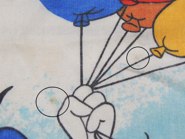 【ミッキー&フレンズー】ディズニー・飛行船柄・ヴィンテージ・ユーズドシーツ(ボックスタイプ)USA