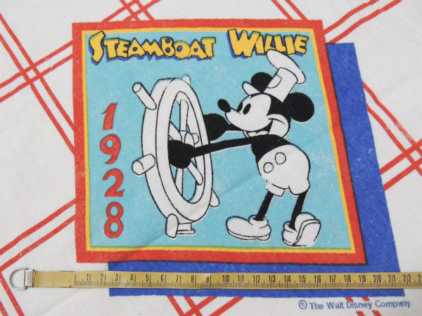 【ミッキーマウス】蒸気船ウィリー&ファンタジア・ヴィンテージ・USEDボックスシーツ/コットン100