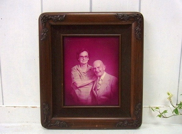 セピア写真入り・木製・アンティーク・フォトフレーム/額縁 USA