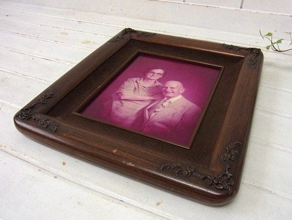 セピア写真入り・木製・アンティーク・フォトフレーム/額縁 USA