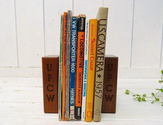 【UFCW】ウォルナット材・地球儀モチーフ・70'sヴィンテージ・ブックエンド/ブックスタンド