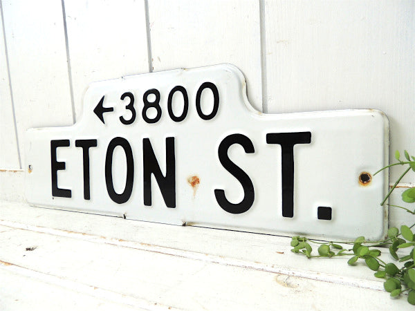 ←3800・ETON ST ホーロー製・ヴィンテージ・ストリートサイン・看板・USA