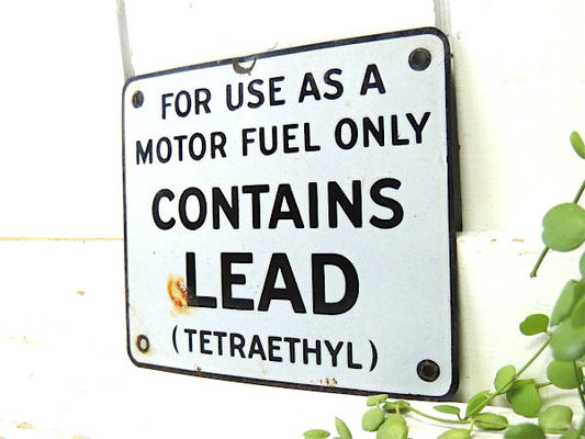 CONTAINS LEAD アドバタイジング・ヴィンテージ・ホーローサイン・看板・ガレージ・US