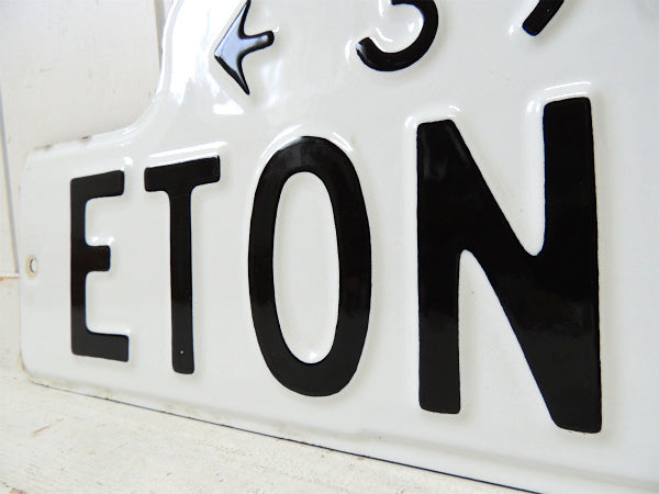 【←3900・ETON ST.】ホーロー製・ヴィンテージ・ストリートサイン・看板・USA
