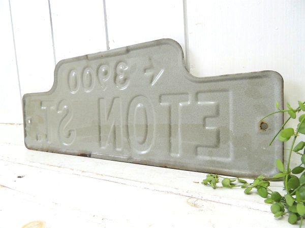 【←3900・ETON ST.】ホーロー製・ヴィンテージ・ストリートサイン・看板・USA