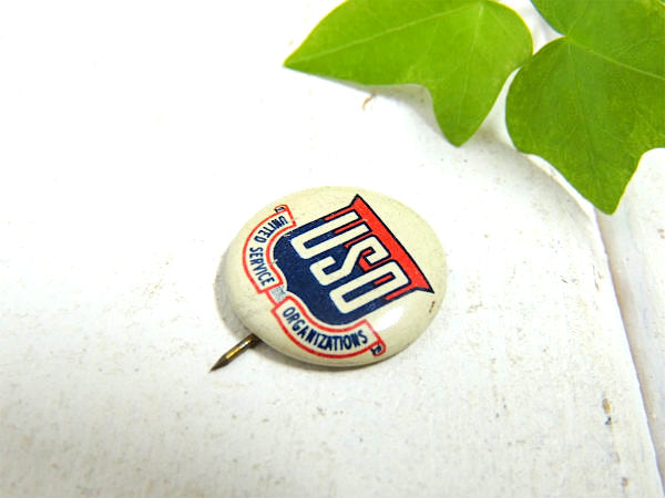 【1941's・USO】アメリカ連邦議会・米軍・ミリタリー・ヴィンテージ・缶バッジ