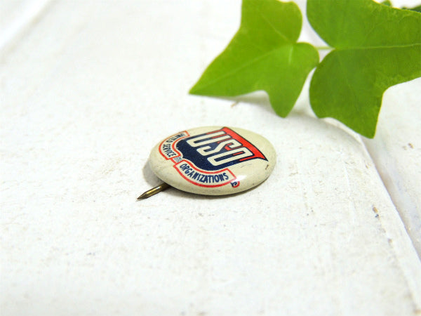【1941's・USO】アメリカ連邦議会・米軍・ミリタリー・ヴィンテージ・缶バッジ