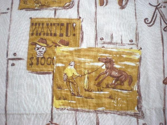 ウエスタン カウボーイ インディアン 手描きタッチ ヴィンテージ ファブリック 生地 USA