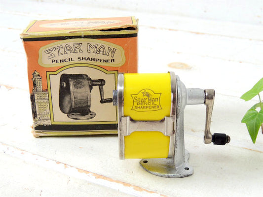 【STAR MAN】黄色・デッドストック箱付き・アンティーク・ペンシルシャープナー/鉛筆削り/日本製