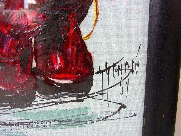 【Big Eye Boy・1960's~】木製フレーム入り・ビンテージ・絵画・油絵・壁飾り