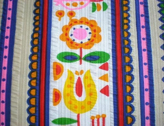 レトロポップな花柄・デッドストック・ヴィンテージ・ファブリック/生地　USA