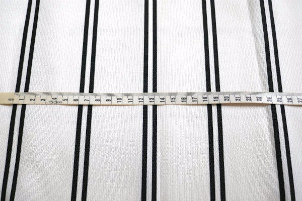 ホワイト&ブラック・ダブルストライプ柄・モノトーン・デットストック・ヴィンテージ・ファブリック・生地