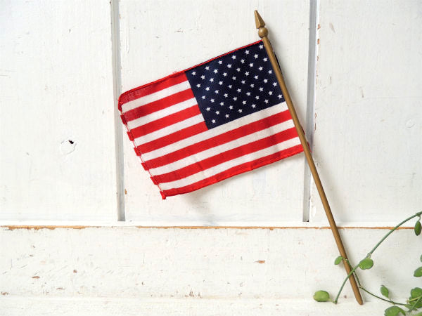アメリカンフラッグ・50州 ポール付き・ヴィンテージ・アメリカ合衆国・星条旗③