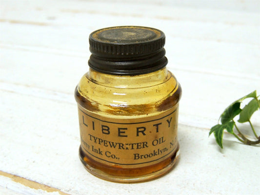 【Liberty Ink Co】タイプライターオイル・アンバー・アンティーク・ガラス瓶・ガラスボトル